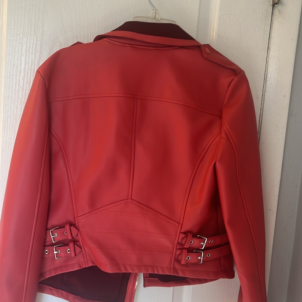 Never Worn. Express Pleather Red Jacket - image 4